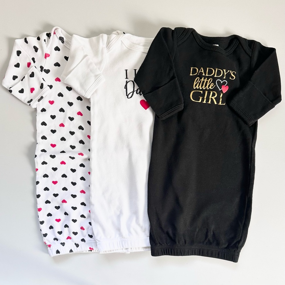 Valentines Baby pajamas 3 pcs. Sleeper Gown 0-6 months Infant Baby outfit